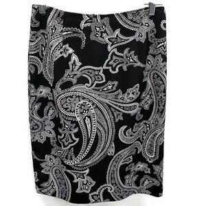 Da-Rue Black & White Paisley Pencil Skirt